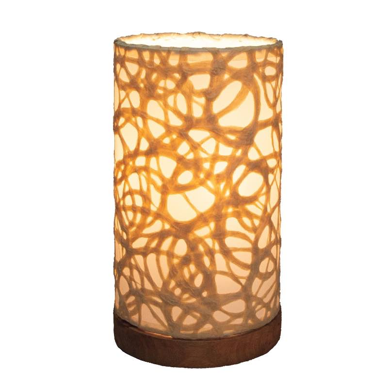 Recycled Paper Mini Lamp on Mango Wood Base - Swirl